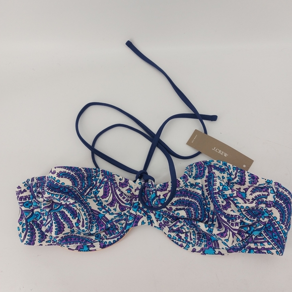 J.Crew Halter-neck bandeau bikini top in purple paisley Size 34C - Picture 8 of 10